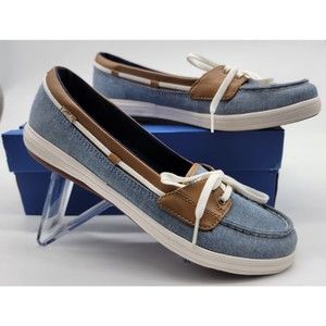 Keds Glimmer Ortholite Plaid Boat Shoes Blue Women's Size 10M  *NEW*